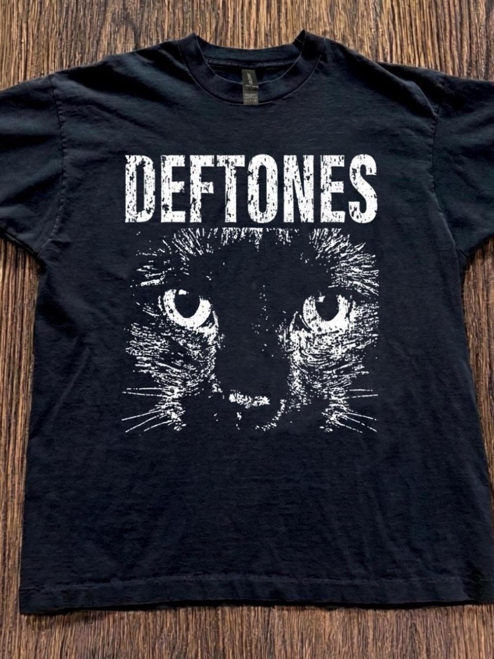 Gildan Black Deftones Cat Graphic Tee